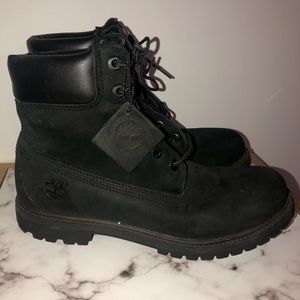 Timberland black leather waterproof 6” boots